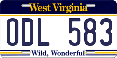 WV license plate ODL583