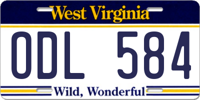 WV license plate ODL584