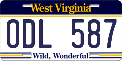 WV license plate ODL587