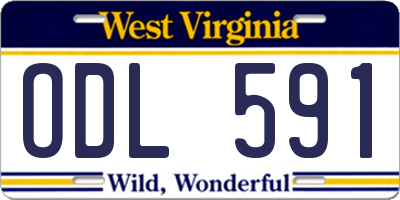 WV license plate ODL591