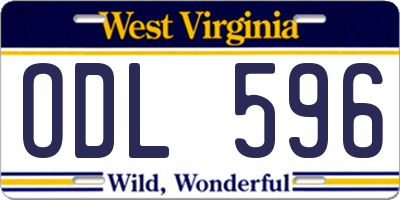 WV license plate ODL596