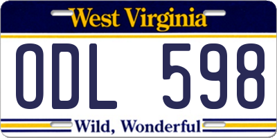 WV license plate ODL598