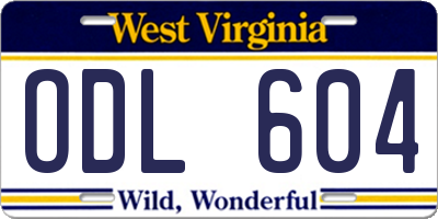 WV license plate ODL604