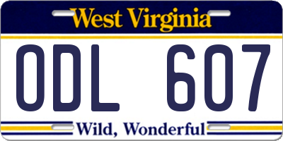 WV license plate ODL607