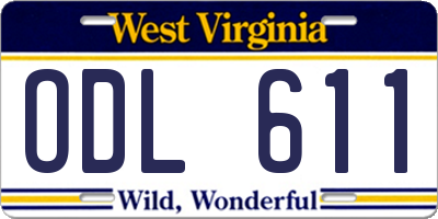 WV license plate ODL611