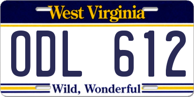 WV license plate ODL612