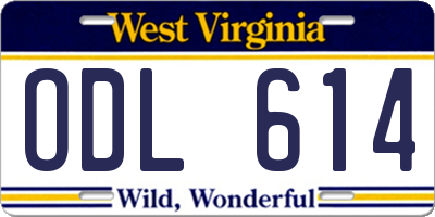 WV license plate ODL614