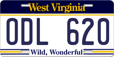 WV license plate ODL620