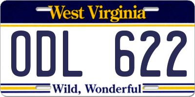 WV license plate ODL622