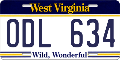 WV license plate ODL634