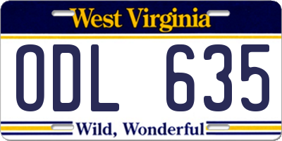 WV license plate ODL635