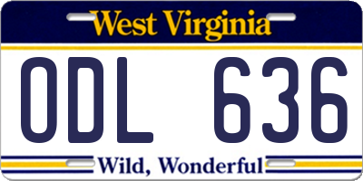WV license plate ODL636