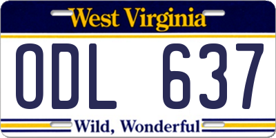 WV license plate ODL637
