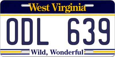 WV license plate ODL639