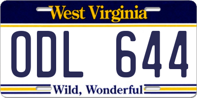 WV license plate ODL644