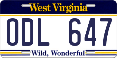 WV license plate ODL647