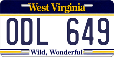 WV license plate ODL649