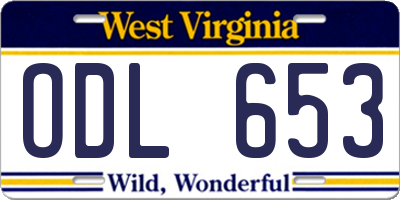 WV license plate ODL653