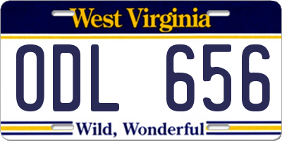 WV license plate ODL656