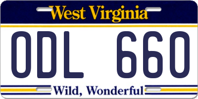 WV license plate ODL660
