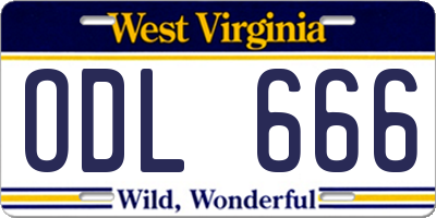 WV license plate ODL666
