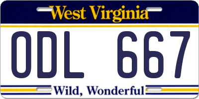 WV license plate ODL667