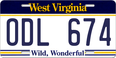 WV license plate ODL674