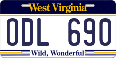 WV license plate ODL690