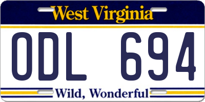 WV license plate ODL694