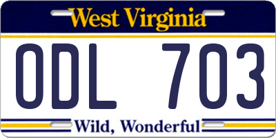 WV license plate ODL703