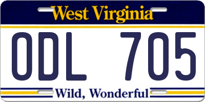 WV license plate ODL705