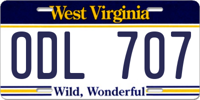 WV license plate ODL707