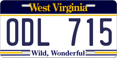WV license plate ODL715