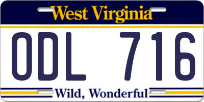 WV license plate ODL716