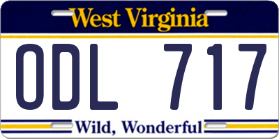WV license plate ODL717