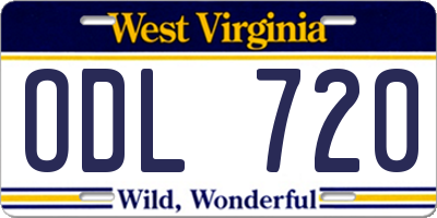 WV license plate ODL720