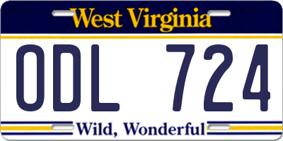 WV license plate ODL724