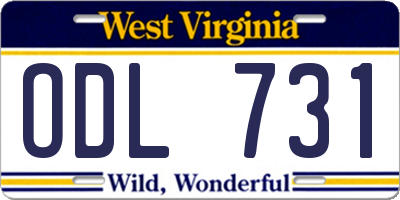 WV license plate ODL731