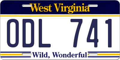 WV license plate ODL741