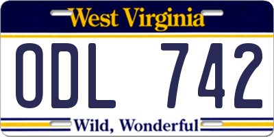 WV license plate ODL742