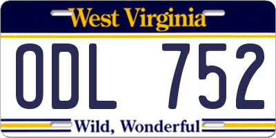 WV license plate ODL752