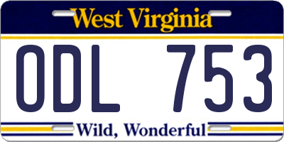 WV license plate ODL753
