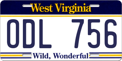 WV license plate ODL756