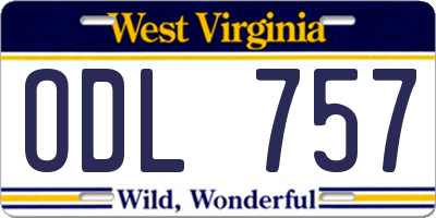 WV license plate ODL757