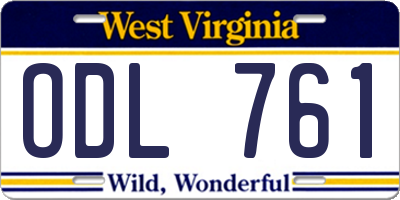 WV license plate ODL761