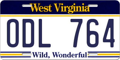 WV license plate ODL764