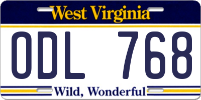 WV license plate ODL768