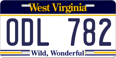 WV license plate ODL782