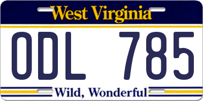 WV license plate ODL785