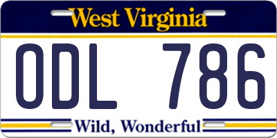 WV license plate ODL786
